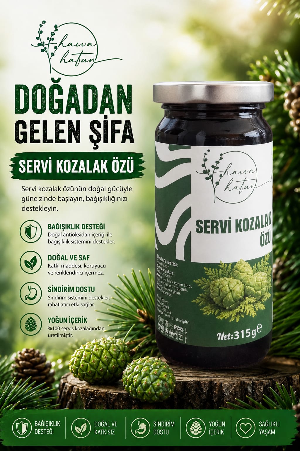 %100 Doğal Servi Kozalak Özü