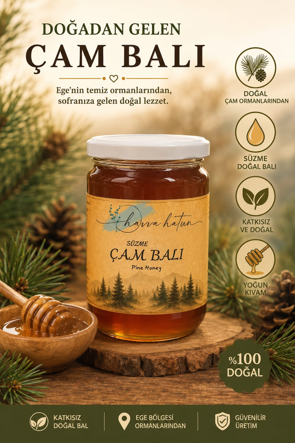%100 Doğal Süzme Çam Balı